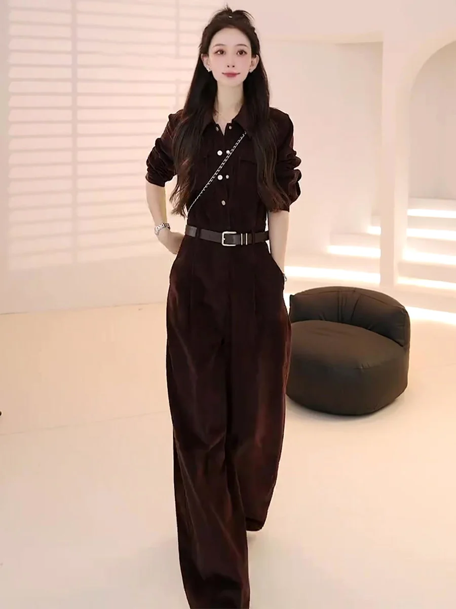 

Цельный костюм Ele, женские модные длинные бархатные брюки све, осенний новый женский комбинезон