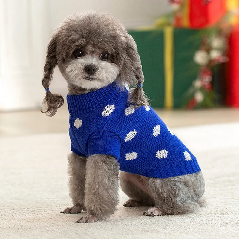 Puppy Dog Sweaters Winter Small Medium Dogs Cats  Knitted Dot Clothes Warm Elastic Pet Chihuahua Vest Soft Windproof Coat Jacket