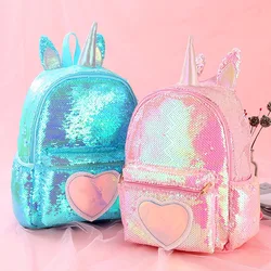 Sac à dos à paillettes de dessin animé pour enfants, sac de taille à la mode pour filles, mignon, nouveau