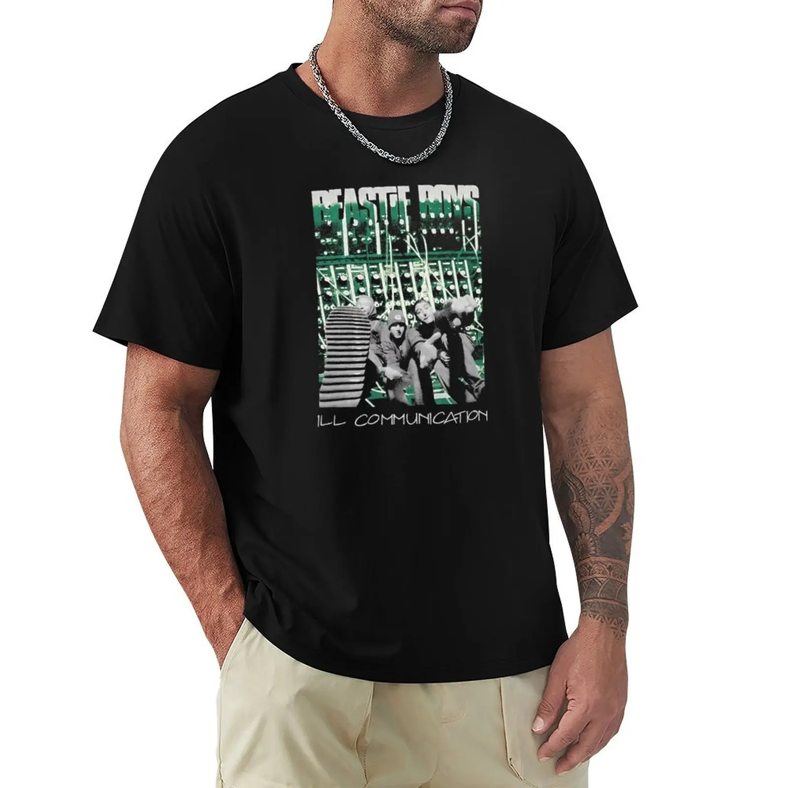 Beastie band Boys Vintage Look Ill Communication (with Typography) T-Shirt Simple Line Art Print Tee