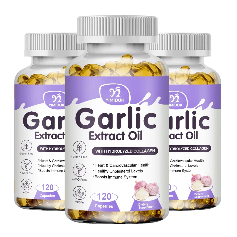 

Odorless Garlic Oil Capsules Antioxidants Supplement For Overall Heart Health, Cholesterol and Immune Support - 120 Capsules