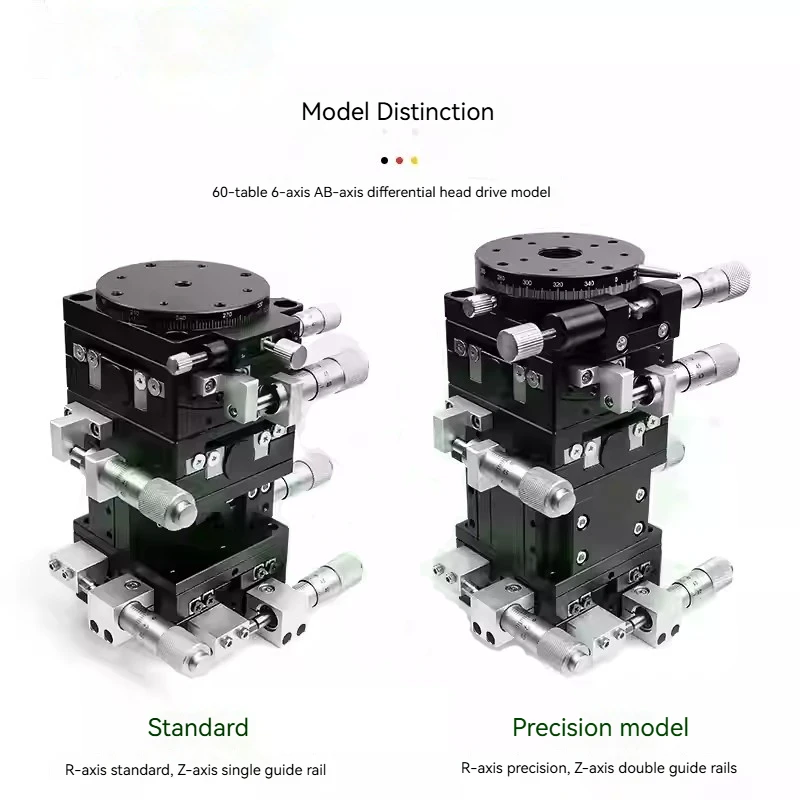 XYZABR 6 Axis 40/60/80/90/125mm Fine Tuning Displacement Platform Opitical High Precision Manual Slide Stage Table