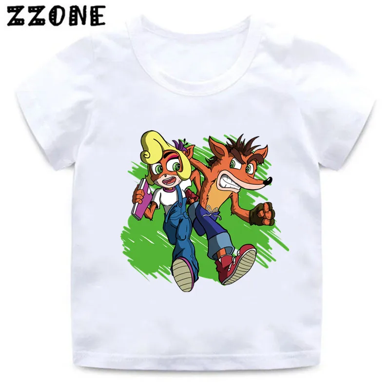 Hot Sale Crash Bandicoot Print Cartoon Kids T-Shirts Funny Game Girls Clothes Baby Boys T shirt Summer Children Tops,ooo5872