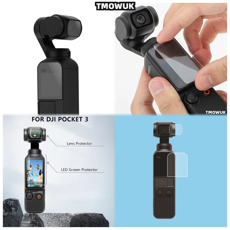 

For DJI Pocket 1 2 Osmo Pocket 3 Action 2 4 Pro - Durable Tempered Glass Screen Protector Set With Lens Cap