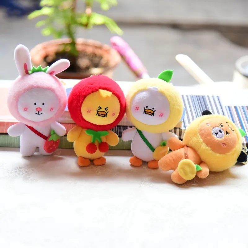 

13cm Cartoon Bear Duck Stuffed Animals Plush Toys Pendant Cute Fruit Bunny Plush Keychain Pendant Doll Kid Girls Bag Charm Gift