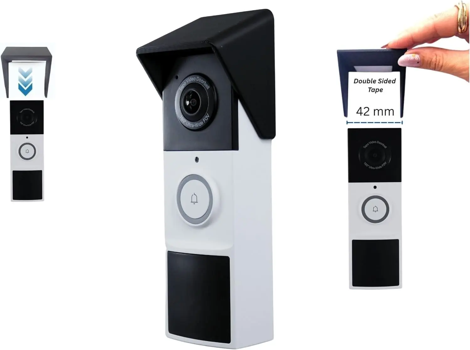 

Декоративный защитный кожух от дождя и солнца, совместимый с дверным звонком Tapo Battery D235 (только для шириной 49,8 мм), всепогодный, антибликовый (черный)