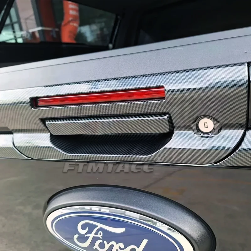For Ford Ranger T9 2023 2024 ABS Carbon Fiber Exterior Car Head Front Face Hood Bonnet Logo Trademark Grille Air scoop Trim