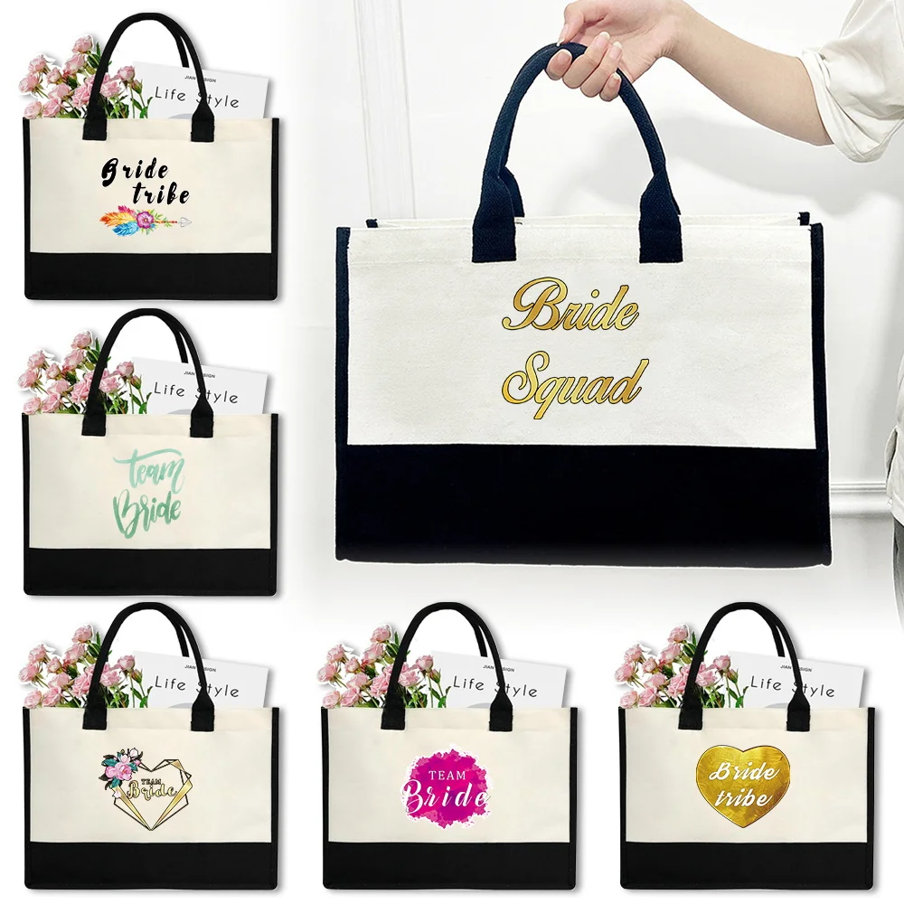 Portable Shopping Bag Simplicity Commuting Tote Bags Large Capacity Grocery Organizer Outdoor Travel Handbags Bride Printing