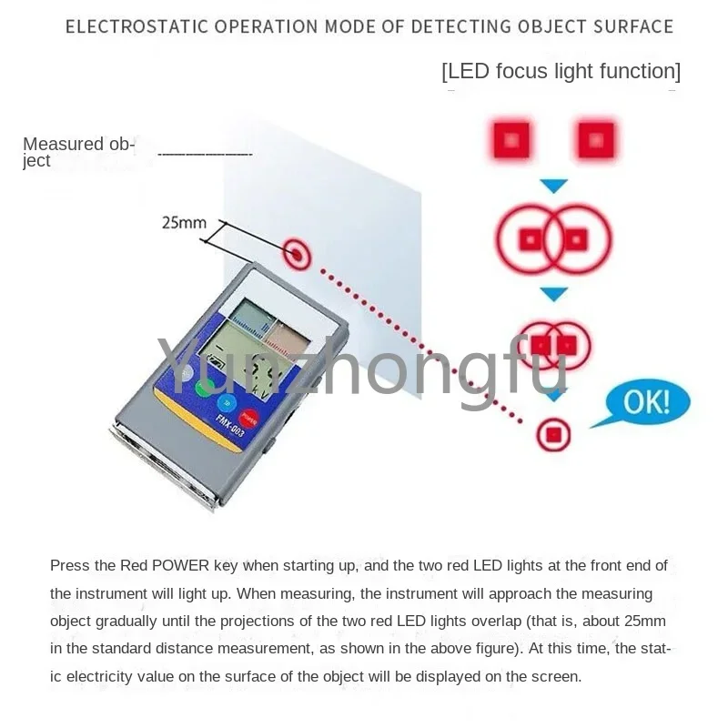 Digital Test Field Strength Fmx-003 Handheld Electrostatic Tester Field Strength Meter Measuring Range To (+/-) 1.49Kv