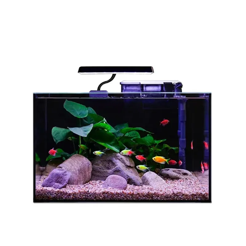 

Office aquarium complete set with LED lighting and filter accessories, ultra-white glass, ultra-quiet, boxed