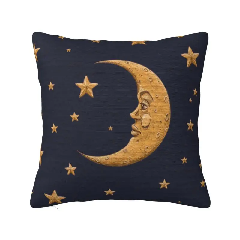 Custom Vintage Gold Moon And Stars Pillowcase Luxury Cushion Cover Car Pillowcase