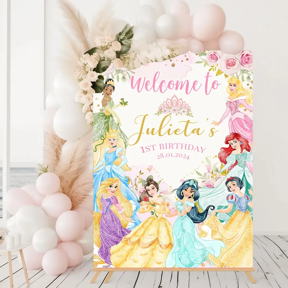 Princess Birthday Welcome Sign Poster Baby Shower Custom Art Print Royal Celebration Canvas Painting Outdoor Yard Party Decor