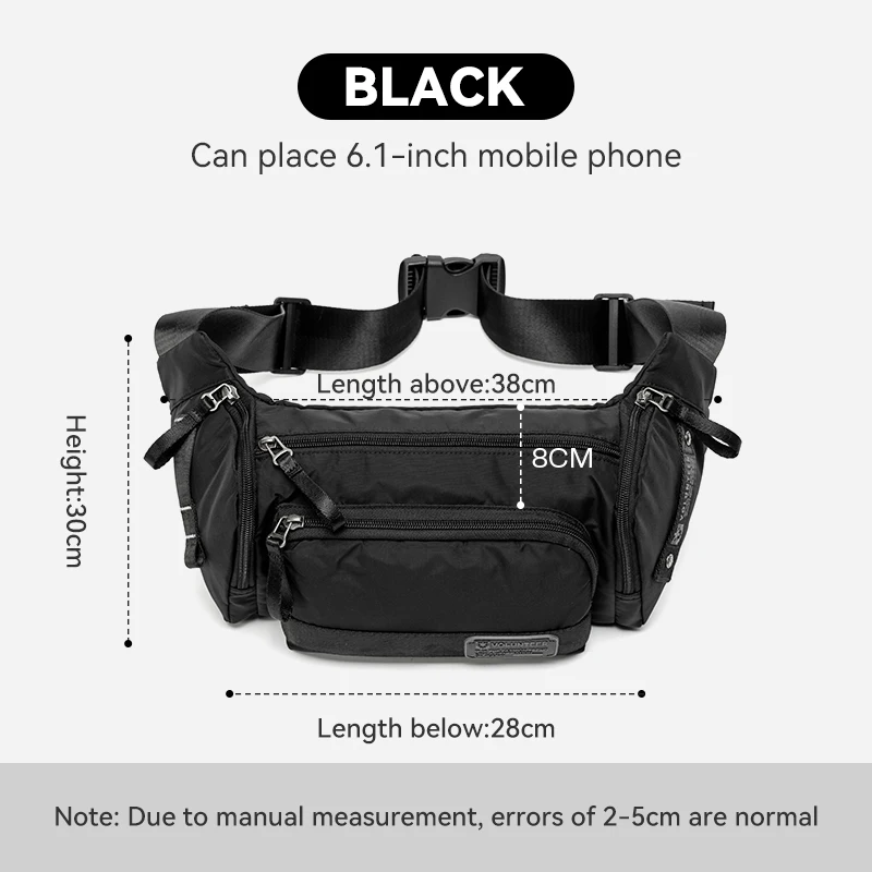 Volunteer Men's Crossbody Bag Fashion Oxford Cloth Messenger Waist Bags for Men Casual Multifunctional Chest Bag Male 1825-09