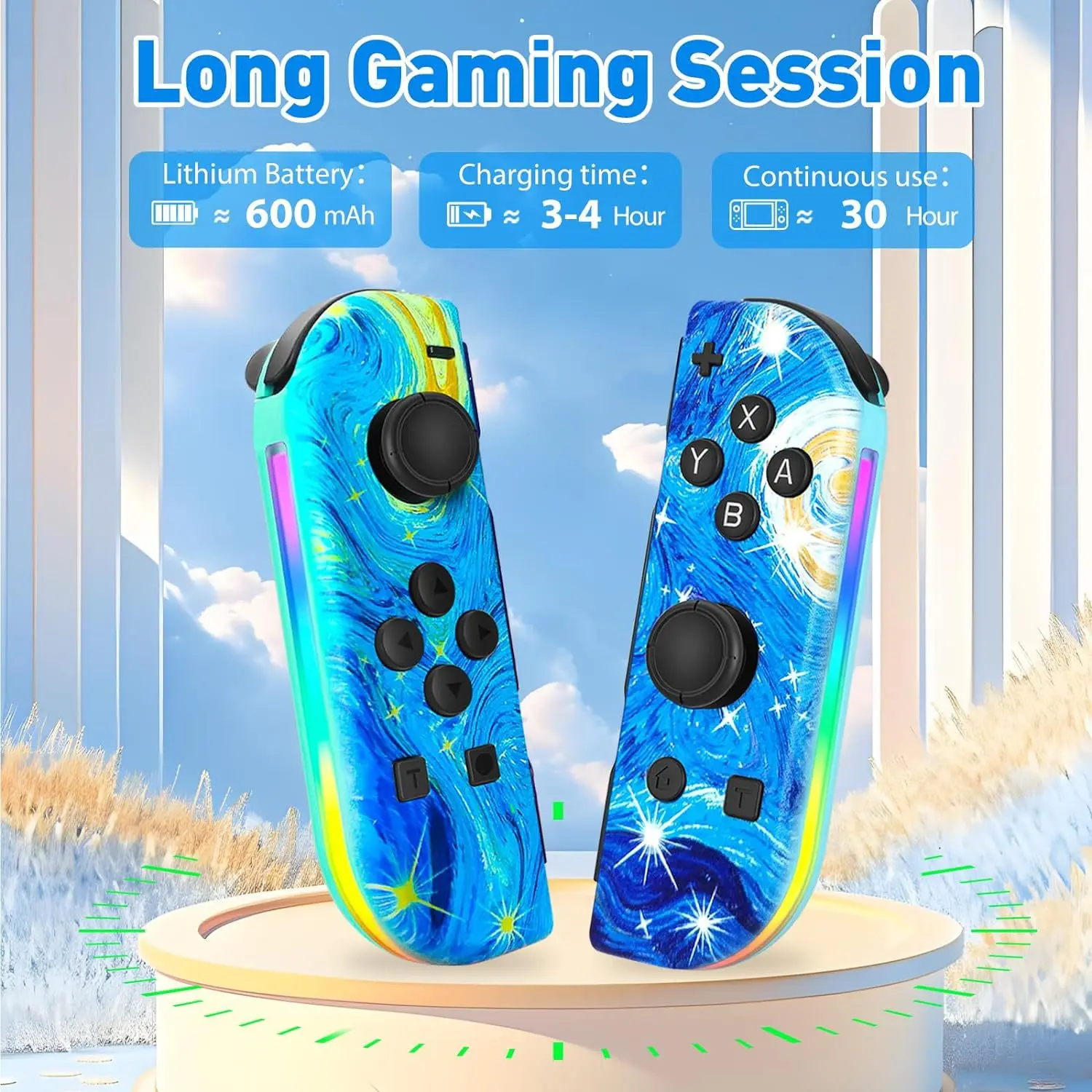 

for Switchjoycon left and right gamepad with RGB light wake-up vibration glare somatosensory bluetooth gamepad