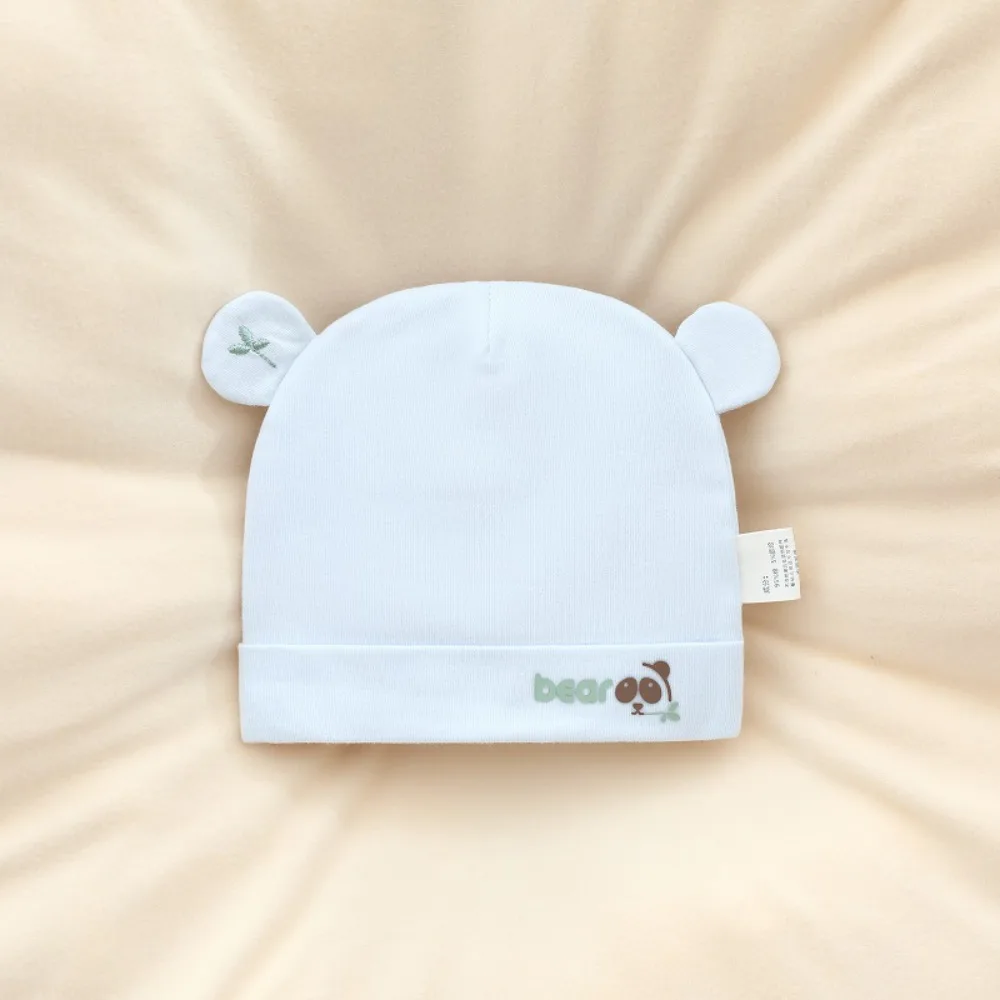 

Warm Print Boneless Muslin Hats Cartoon Bear Cotton Newborn Hats 0-3 Months Elastic Infants Beanie Cap Protection