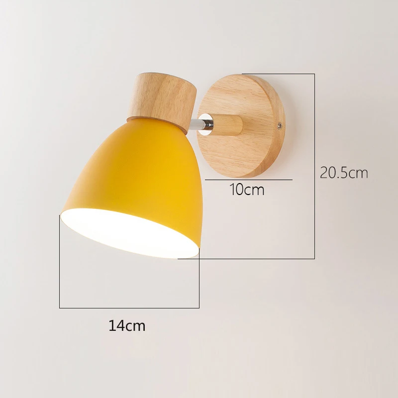 Nordic Modern Wooden Wall Sconce Light Macaroon Bedside Lamp with Switch for Living Room Bedroom Home Decor Rotary Design