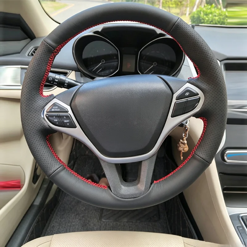 For Chery Arrizo 7 2013‑2017 Customized Hand Sew Steering Wheel Cover Non‑slip Steering Wheel Protector