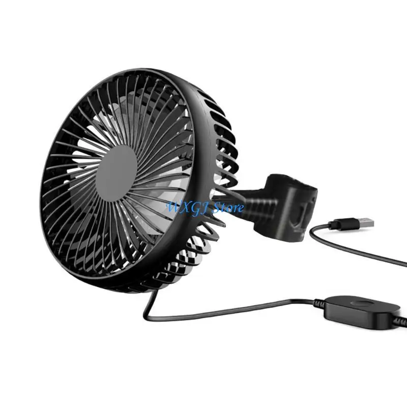 37JE 3-speed Car Cooling Fan USB 360 Degree Rotation Cooler Fan for Car Truck