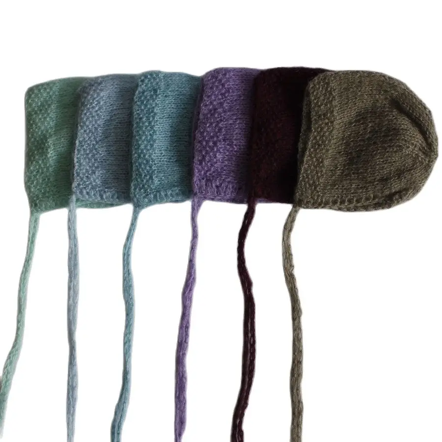 Puntello fotografico neonato cofano in Mohair lavorato a mano puntelli per fotografia per bambini vari colori