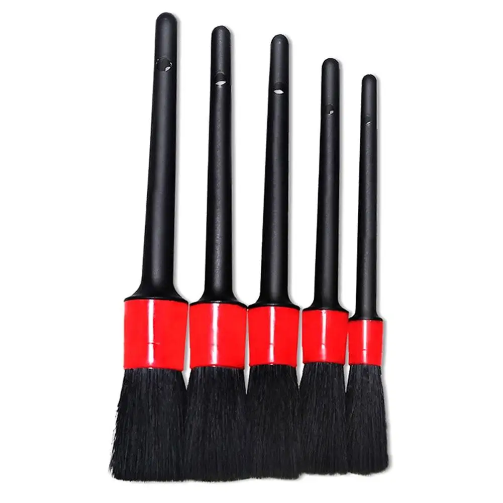 5PCS Car Detailing Brush Set Interior Detail Brush Hair Bristle Brushes For Car Air Vents Dashboard Auto Dust Tools