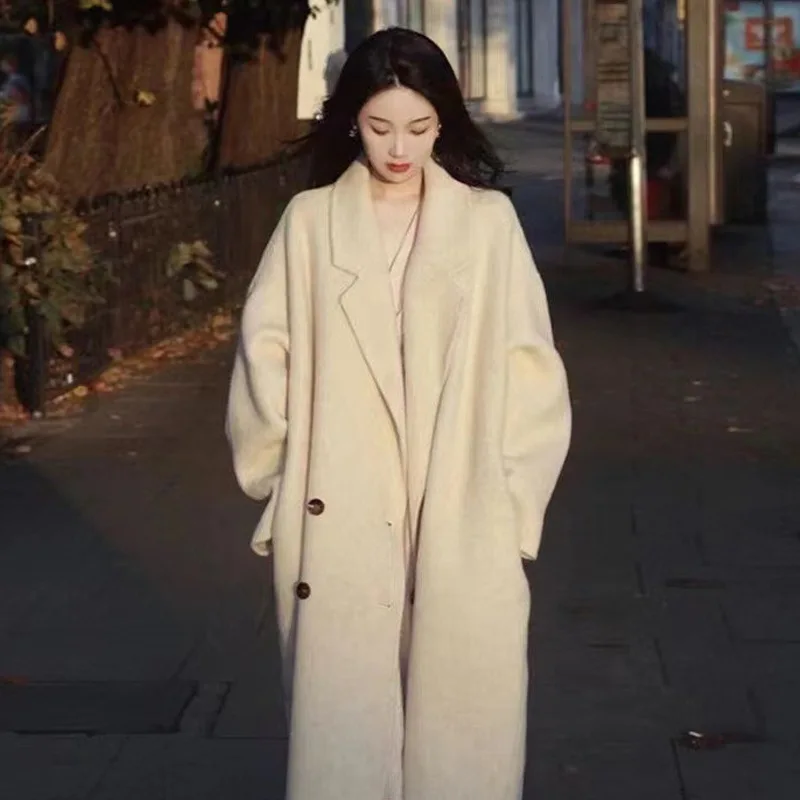 Hepburn Style Double-sided Woolen Big Clothes for Women's Clothing in Autumn and Winter 2025 New Small and High-end Woolen Coat