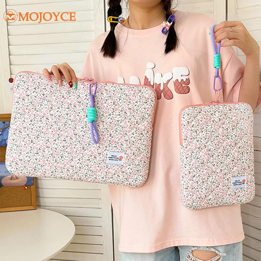 Floral Printing Laptop Protective Bags 11/13/15 In Quilted Carrying Cover Pouch Fluffy Computer Case iPad Tablet Shockproof Bags