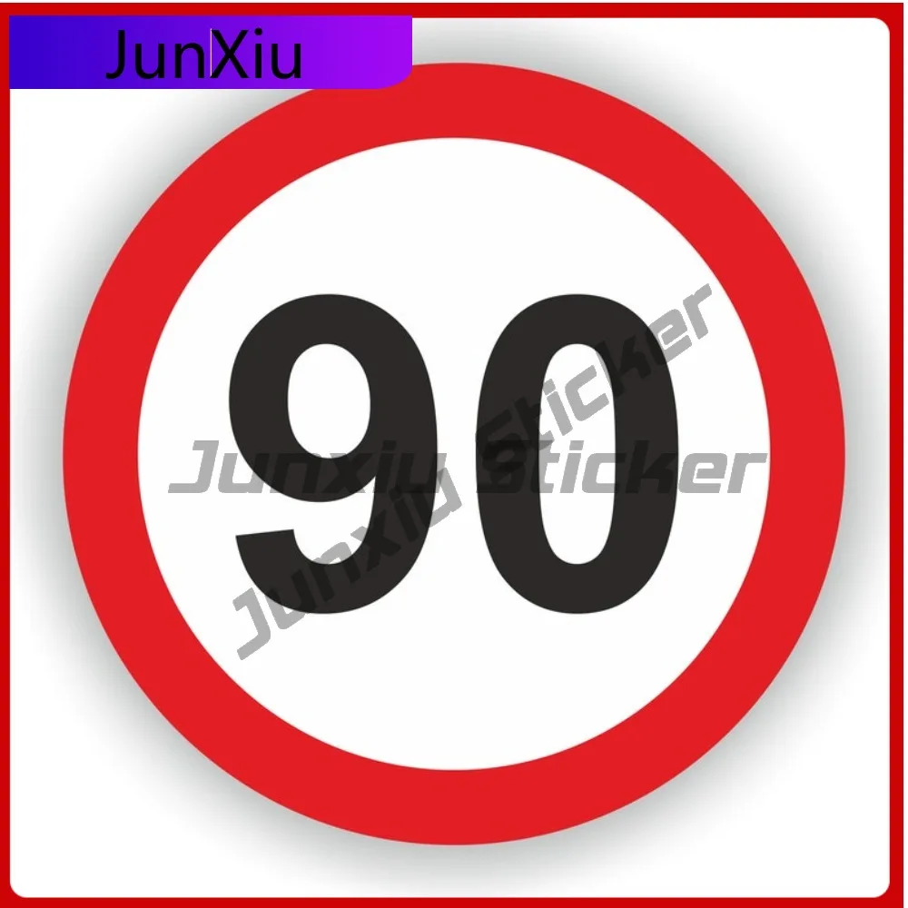 

Ограничение скорости 90, круглые знаки ограничения скорости движения, предупреждающая наклейка, наклейки на мотоцикл, забавные украшения для автомобиля, наклейка на крышку, ПВХ Acce