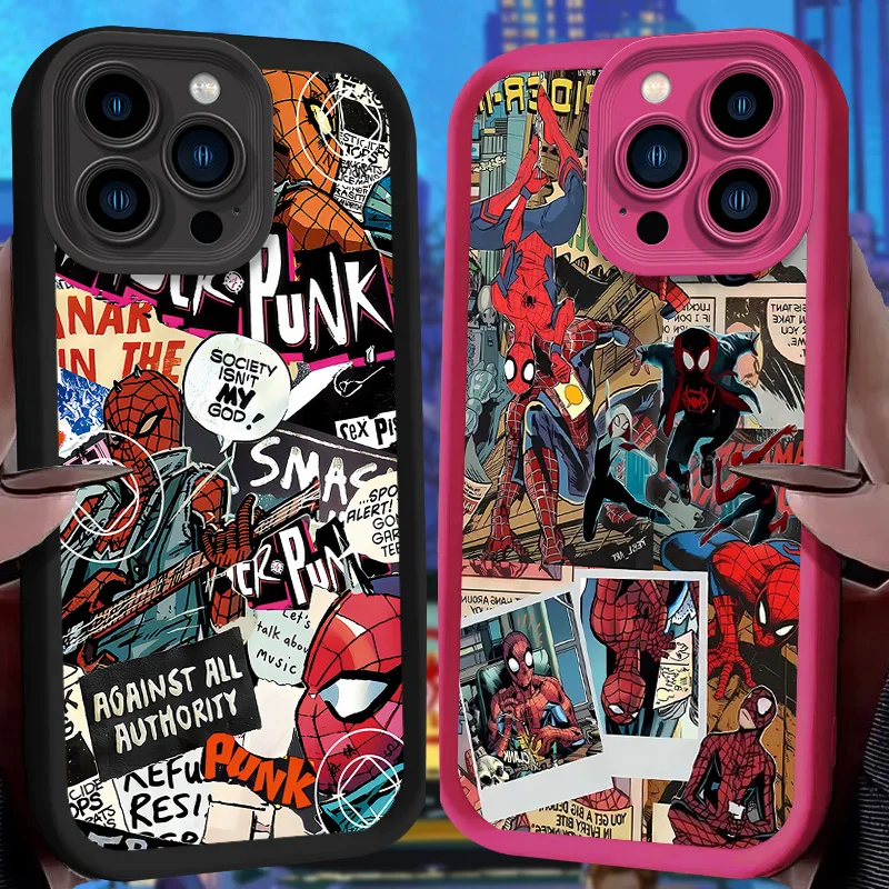 Cool Marvel Spider Man Comic For iPhone 16 15 14 13 12 11 Pro Max XS Max 7 8 Plus Phone Case Shockproof Soft Silicone Back Cover