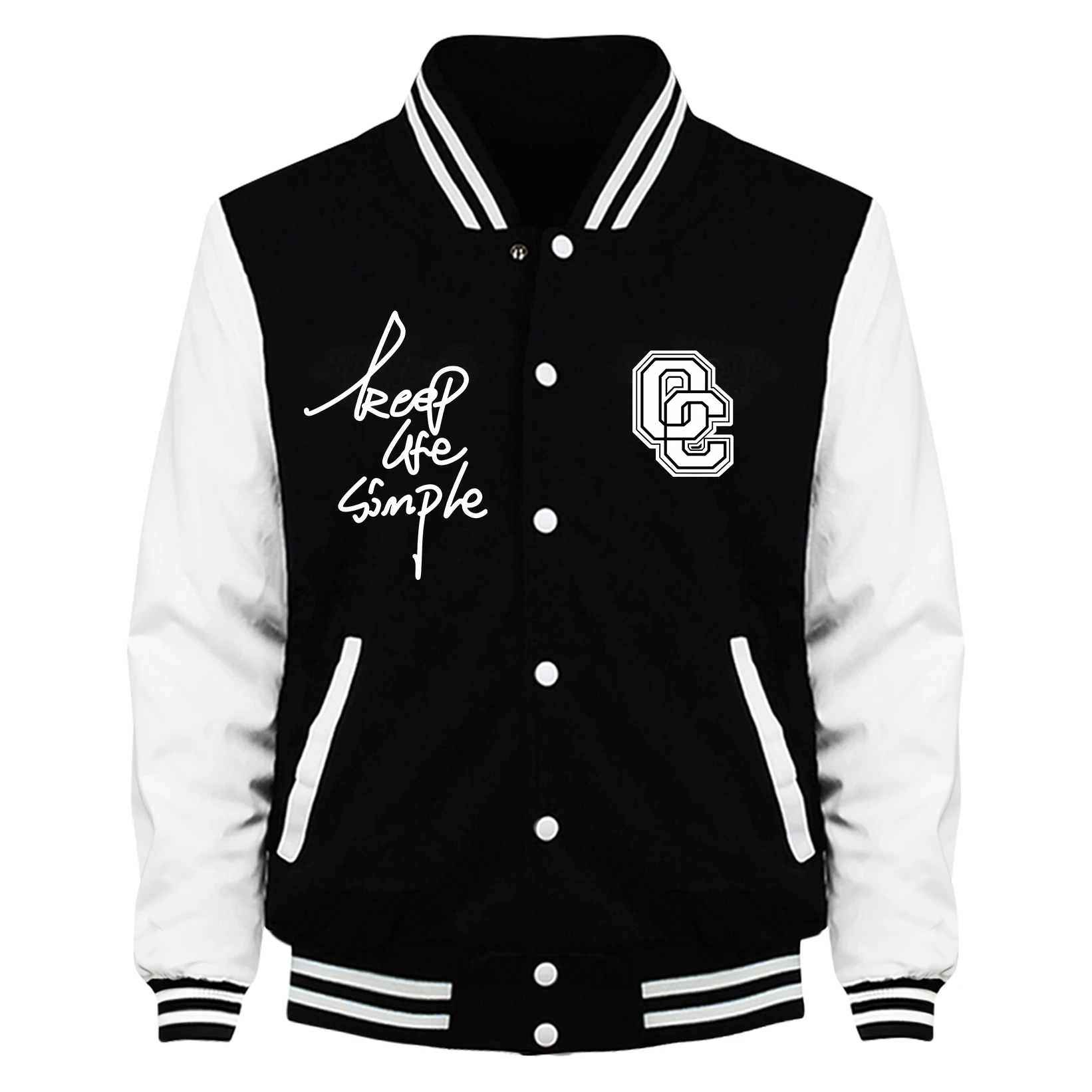 

Keep Life The Letters O And C Men Streetwear Hip Hop Button Jacket Casual Loose Baseball Jersey Autumn Unisex Vintage Clothing