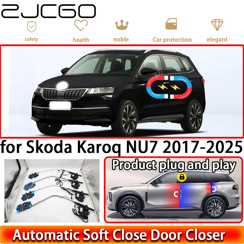 

ZJCGO для Skoda Karoq NU7 2017-2025: Комплект доводчиков дверей OEM, система автоматического закрывания, легкое закрытие дверей, установка Plug & Play