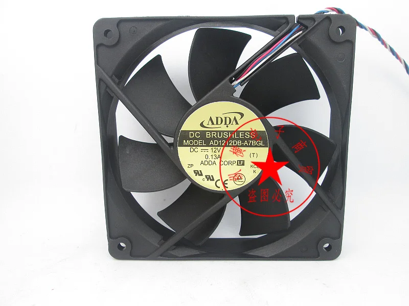 ADDA AD1212DB-A7BGL DC 12V 0.13A 120x120x25mm 4-Wire Server Cooling Fan