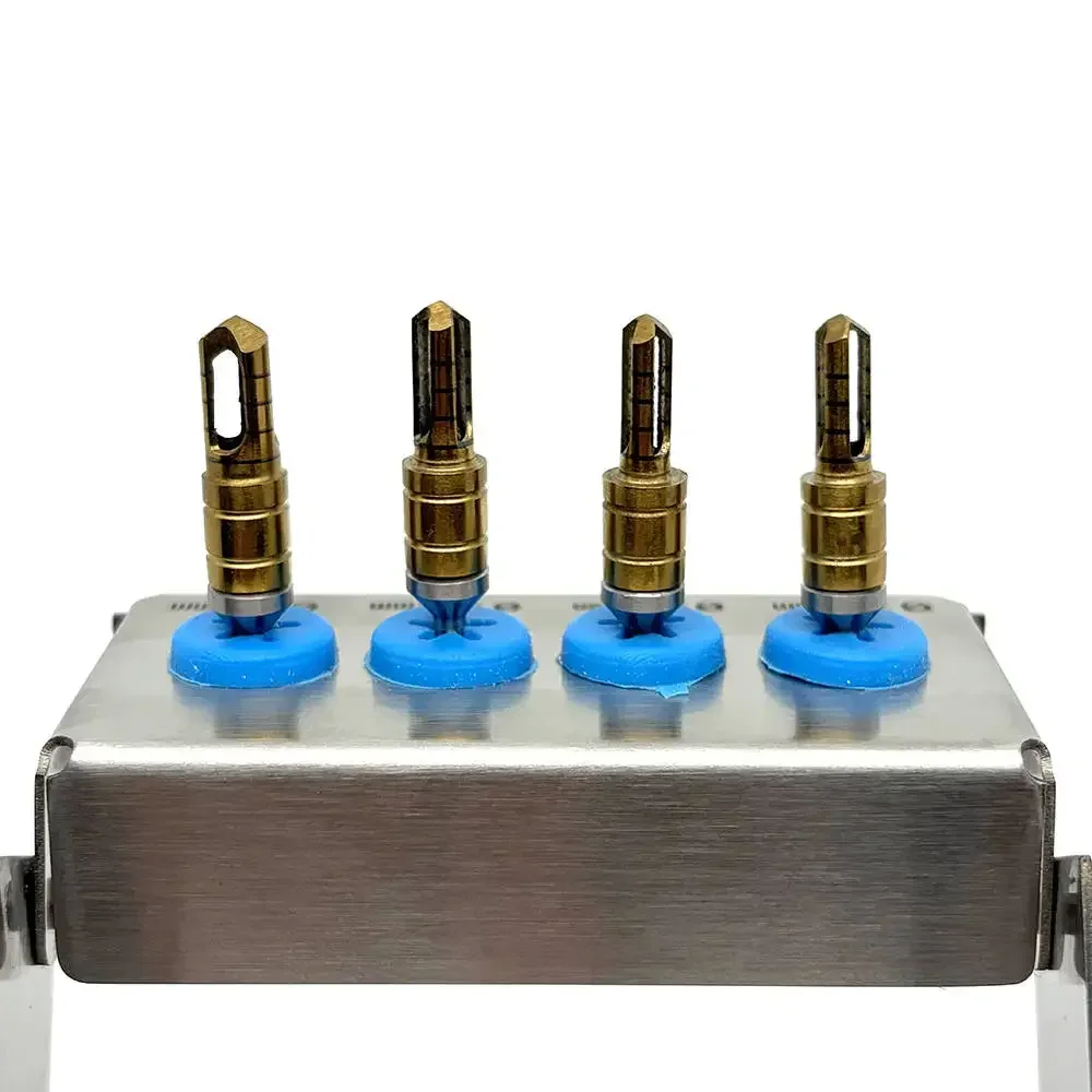 4Pcs Dental Implant Bone Collector with Disinfection Box Stainless Steel Bone Drill Dental Self-Grinding Bone Meal Drill Tools