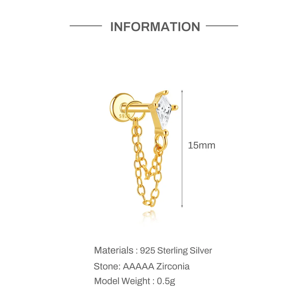 AIDE 925 Sterling Silber Pferdeaugen Doppelschichtige Quaste für Damen, flacher Rücken, Knorpelpiercing, Ohrknochen-Ohrringe, edler Schmuck – Detail 13