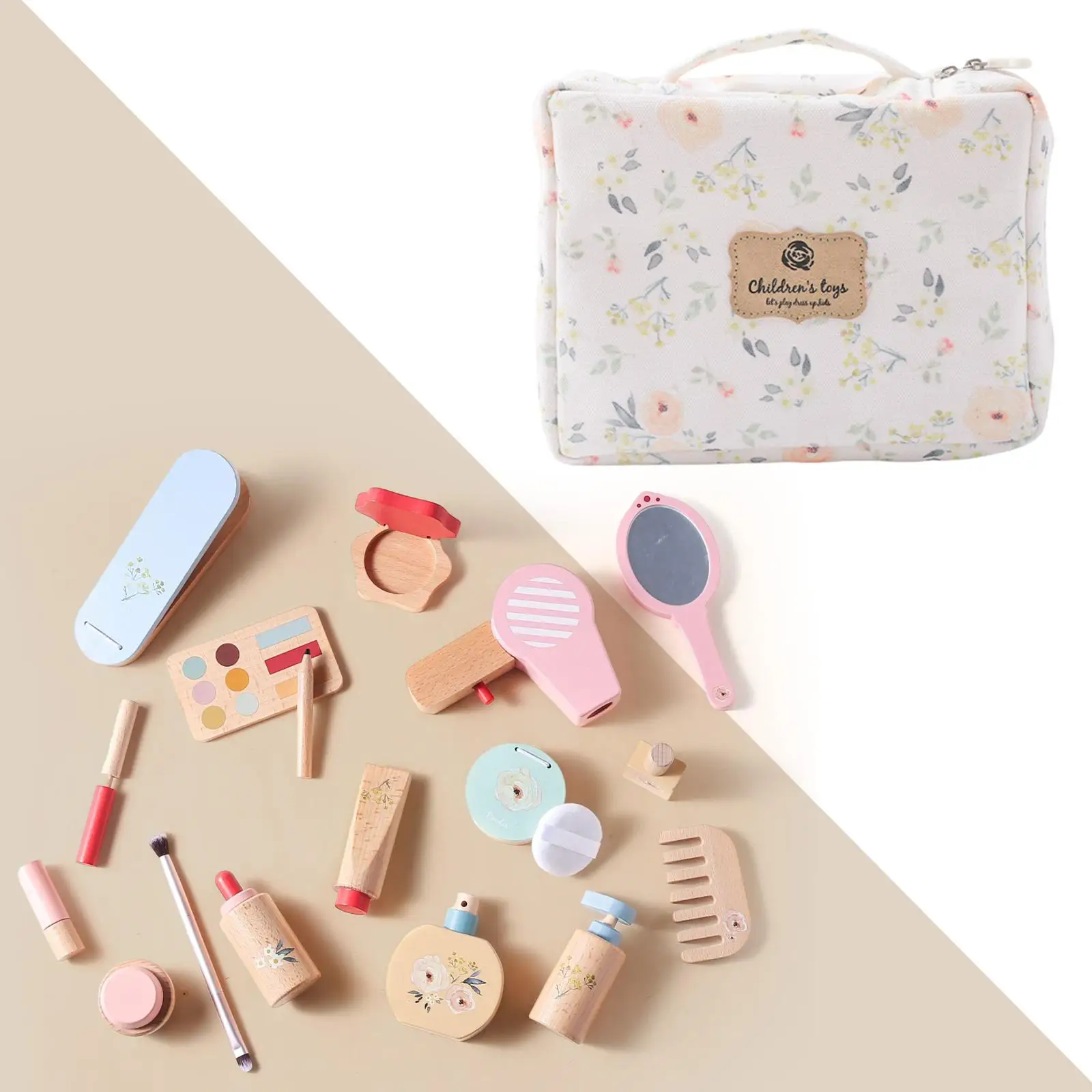 

Makeup Toy Kits Girls Gift Princess Dress up Fine Motor Skills Birthday Toys Gift with Cosmetic Bag Kids Pretend Play Makeup Set