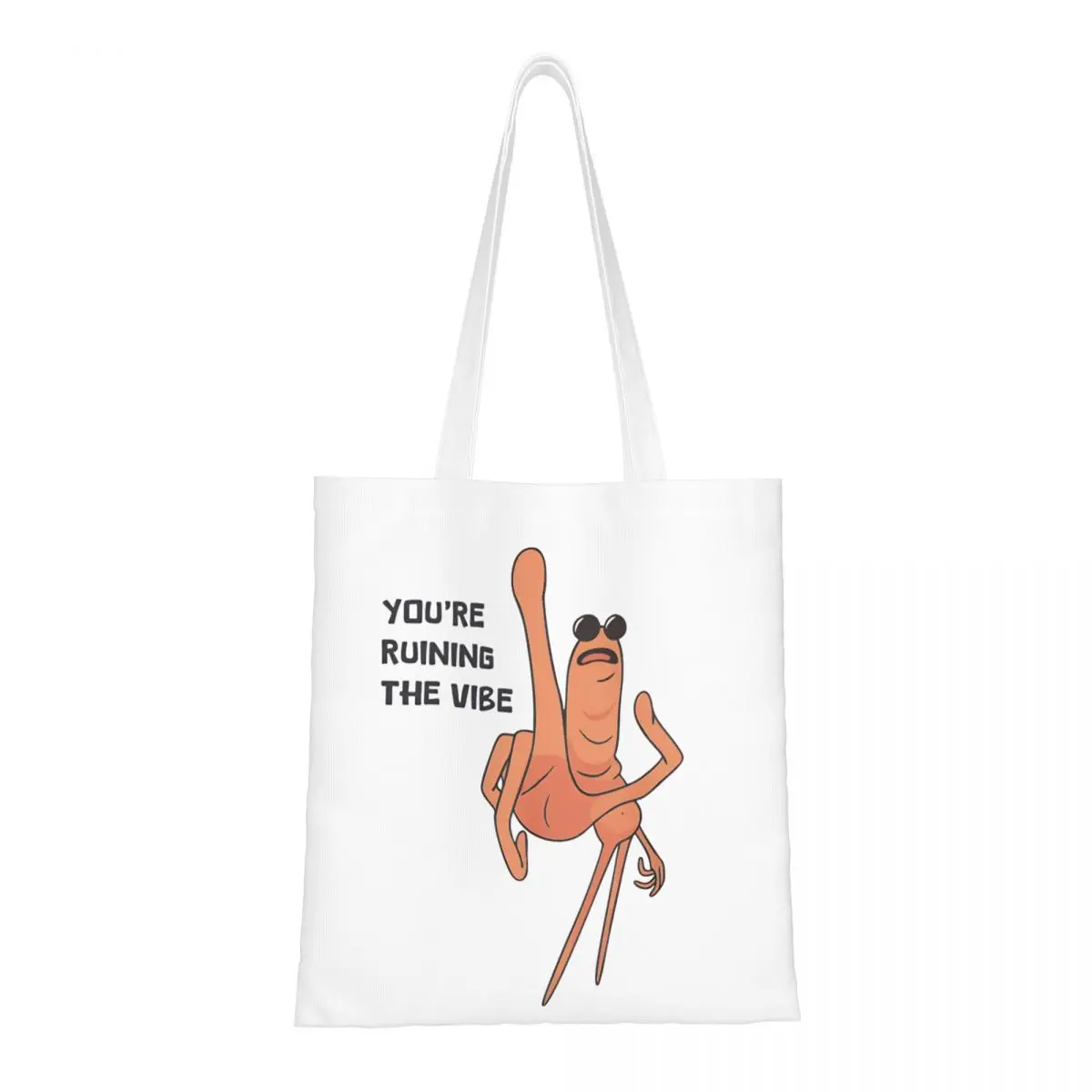 

You're Ruining The Vibe Tote Bags Women Handbag Foldable College Marcus The Worm Meme Shoulder Bag Printed Grocery Bag