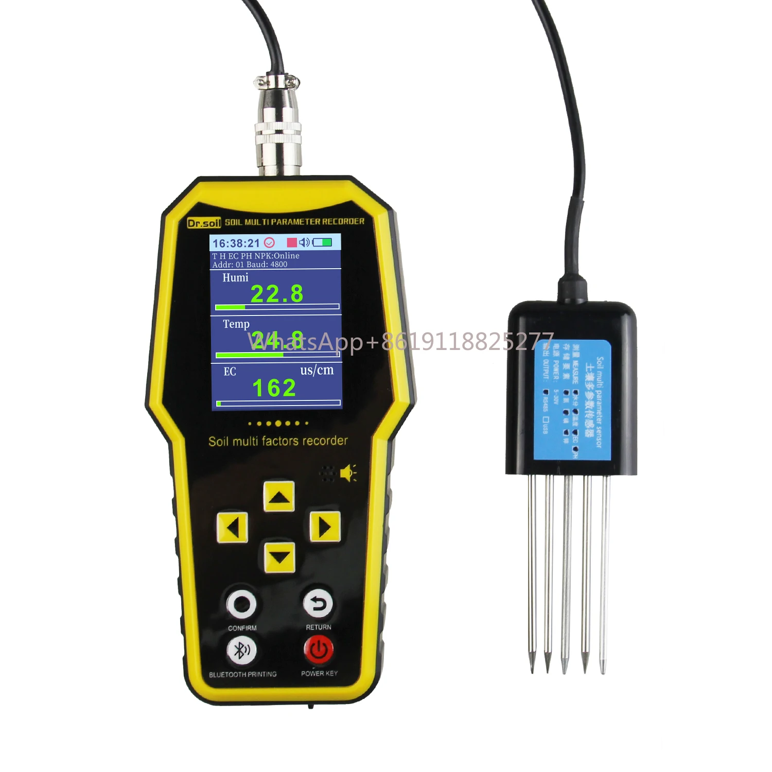 Detector de Sensor de humedad de suelo portátil, probador de valor de Ph, pH, temperatura, humedad, contenido de sal, EC, 7 en 1