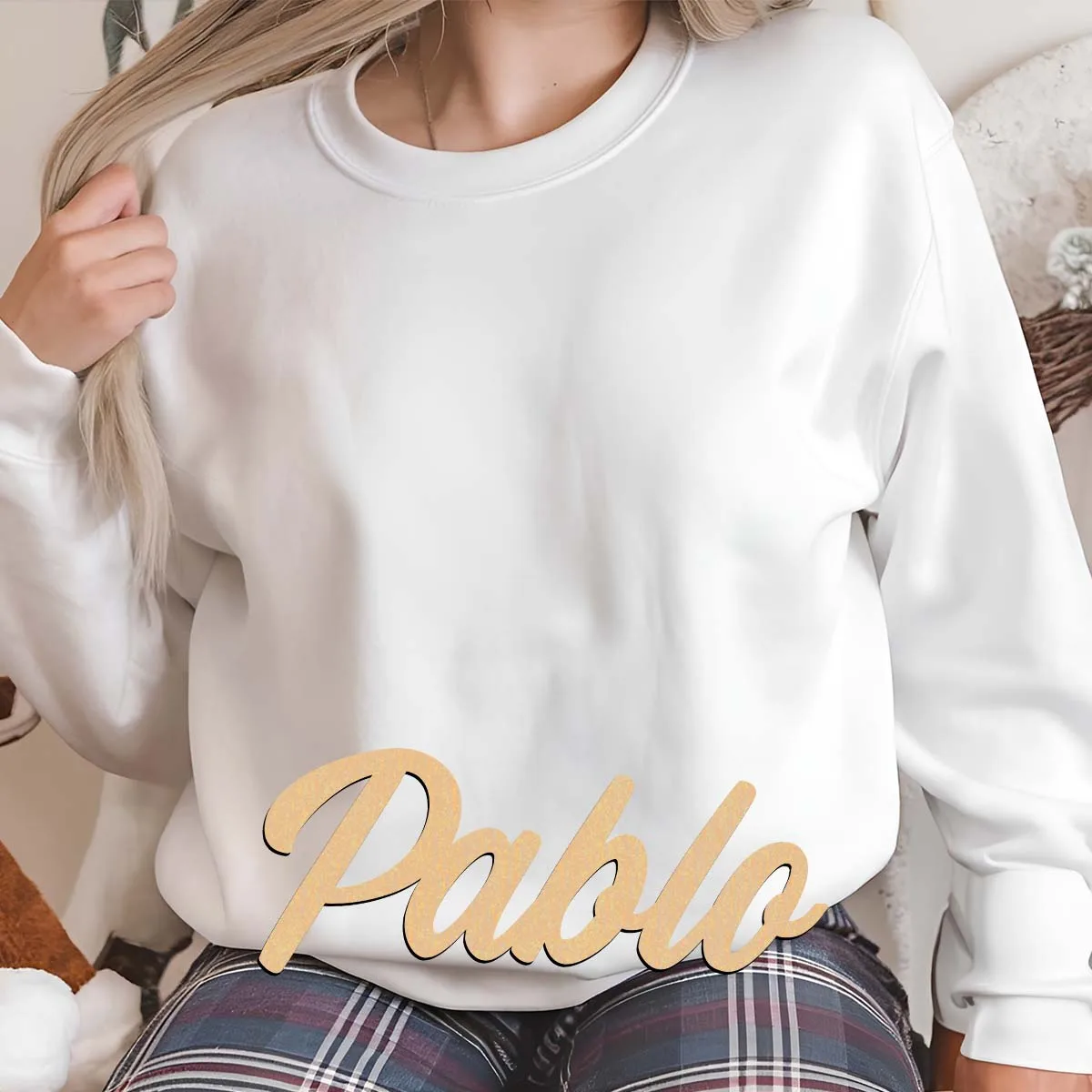 1pc Lovely pablo example Customizable Name Wooden Decor Wood Material Laser-Cut Sign Wall Mounted Decorative Plaque for Bedroom