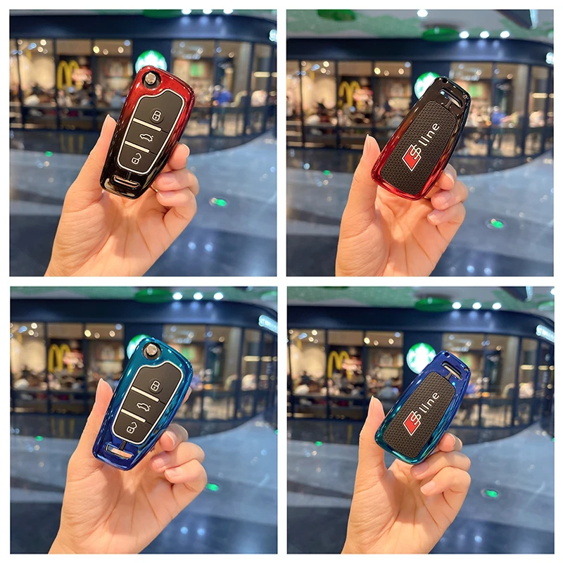Zinc alloy car Key Case Shell For Audi A1 A3 A6 C5 C6 Q3 Q2 Q7 TT TTS R8 S3  RS3 RS6 A4 a6l Cover Case Protector Keychain Holder image 5