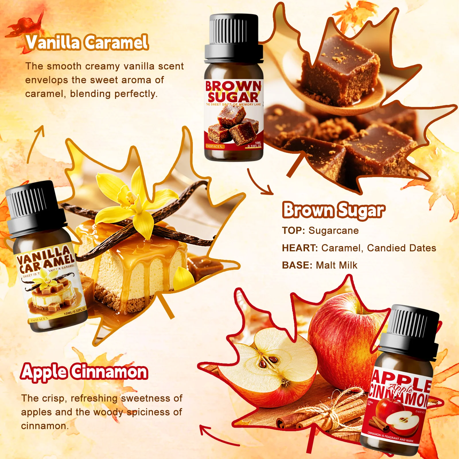 10ml Brown Sugar Fragrance Oil Warm Scent Autumn Gift Diffuser Oil Indoor Aroma Car Air Freshener Gift To Friends Fall Scent