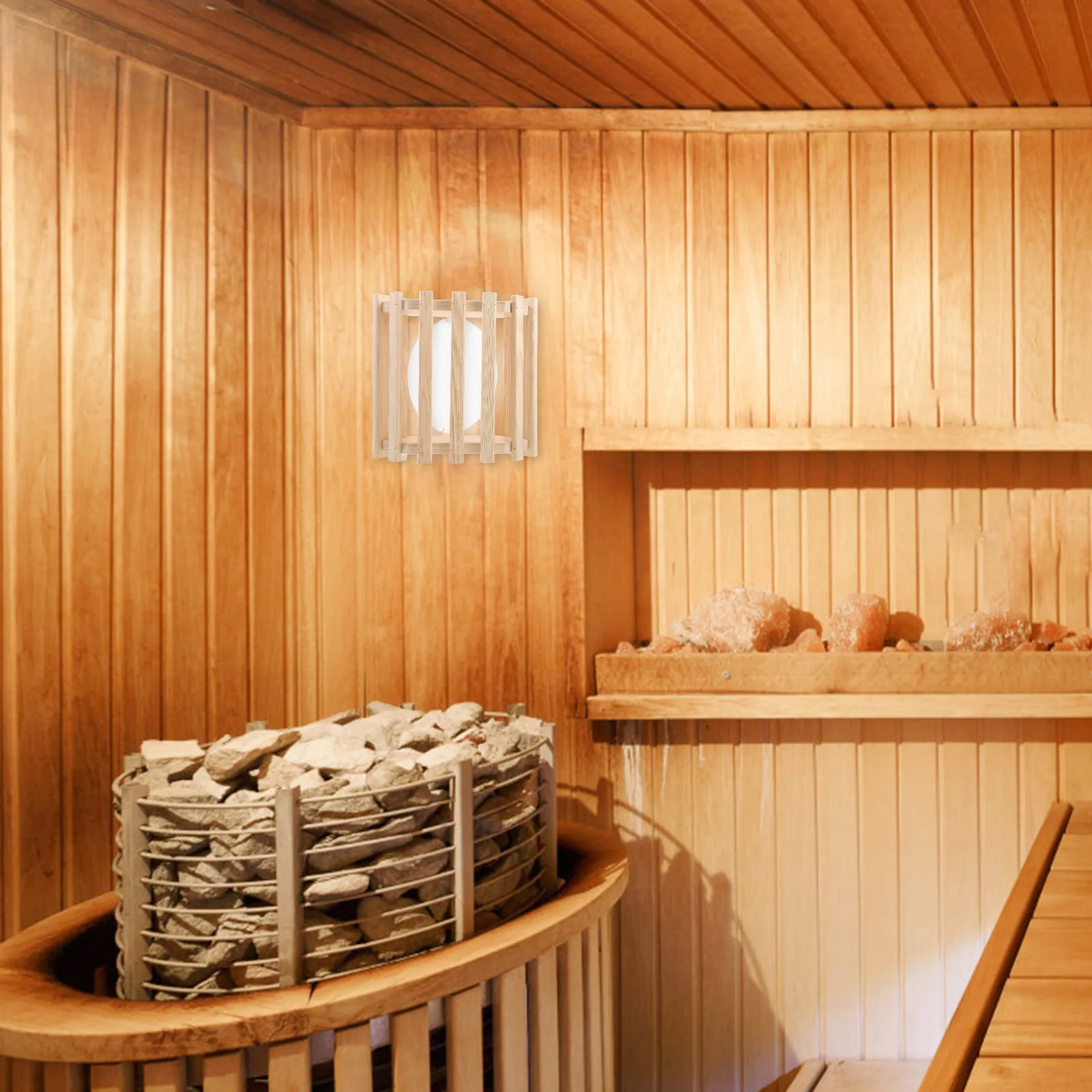 

Wooden Lampshade Pine Light Cover Easy Install Elegant Steam Room Decor Protection Longevity Durable Sauna Room Accessories Wood