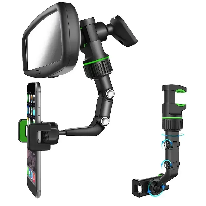 

Rearview Mirror Phone Holder 360° Rotatable and Retractable Car Phone Mount Multifunctional Rear View Mirror Holders for All