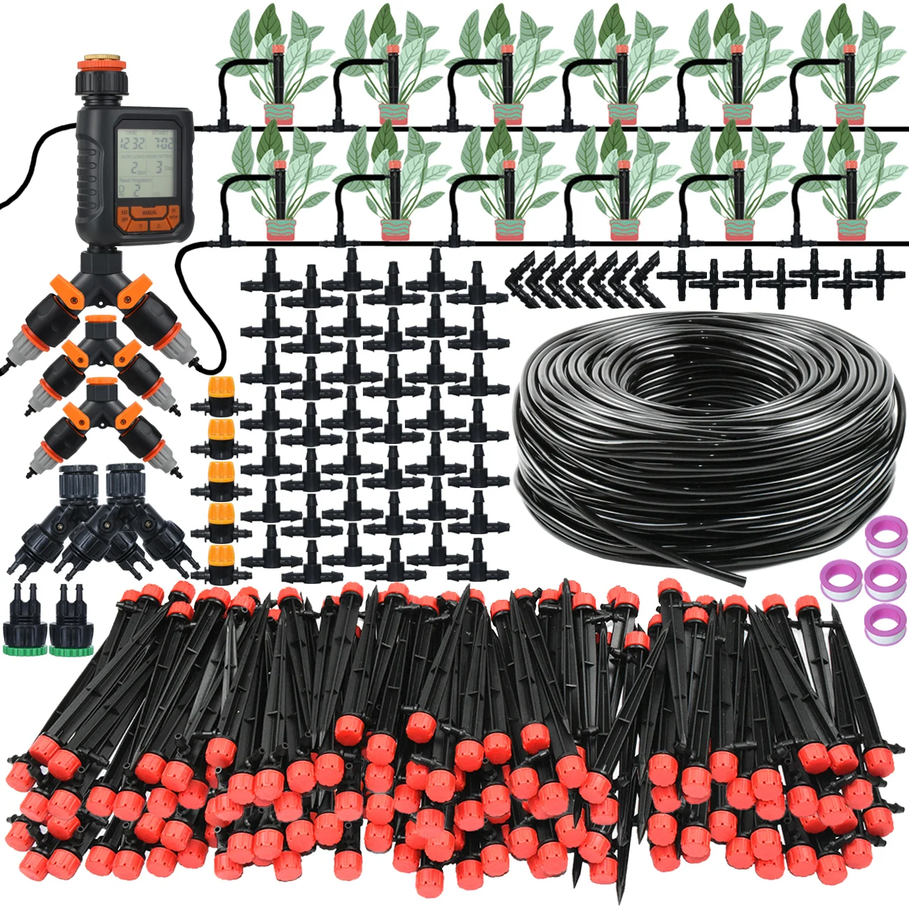 

SPRYCLE Drip Irrigation System 13CM Sprinkler 1/4'' Hose Adjustable Kit 4-Way Micro Watering for Garden Bonsai Flower Vegetables