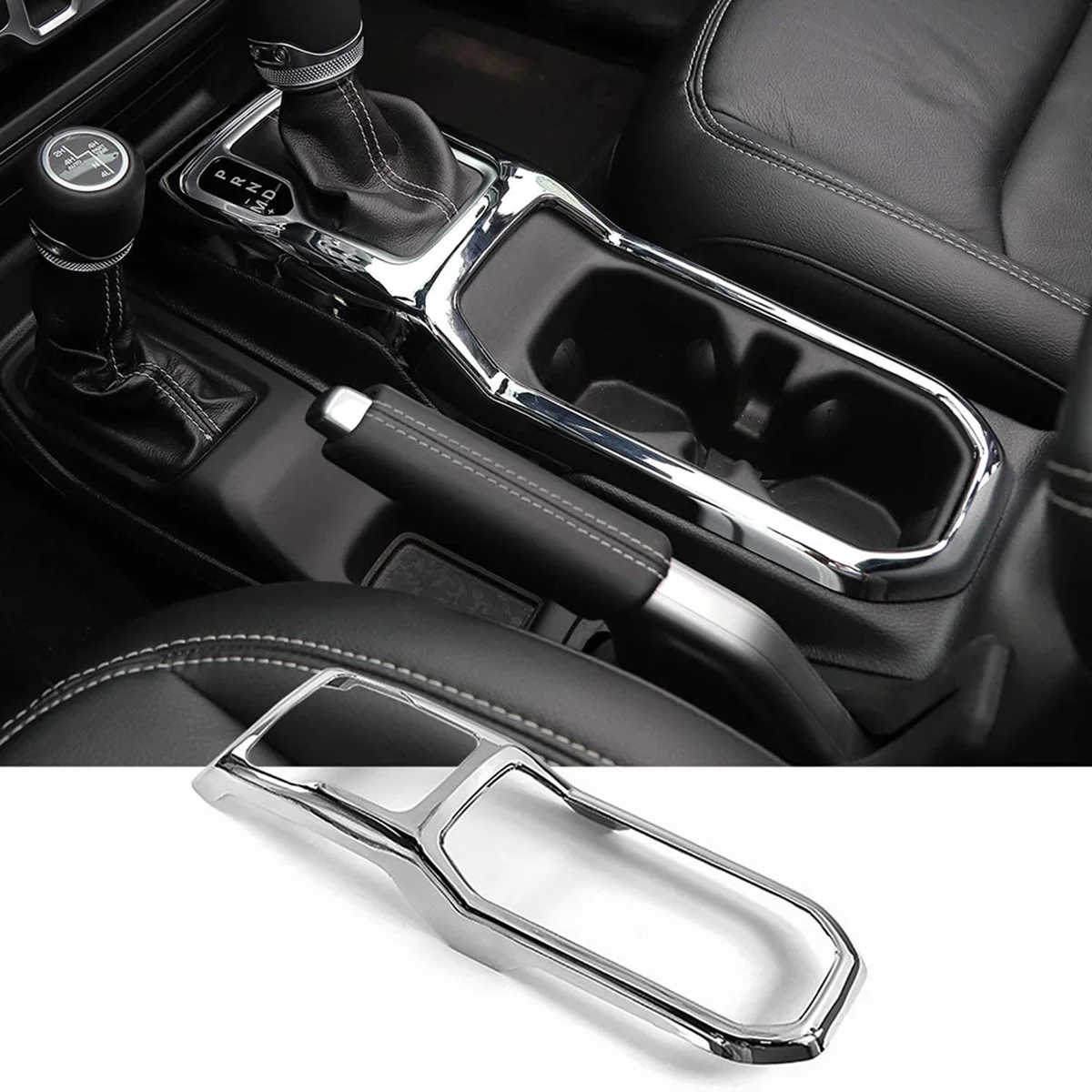 Gear Shift Cup Holder Panel Trim Cover aksesoris Interior untuk Jeep Wrangler JL JLU Gladiator JT 2018-2021 (perak)