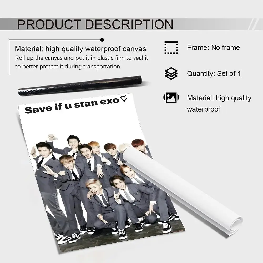 exo Group K-Pop EXO Poster HD Waterproof Wall Art Posters Self Adhesive Bedroom Living Room Home Decor Gift - view 6