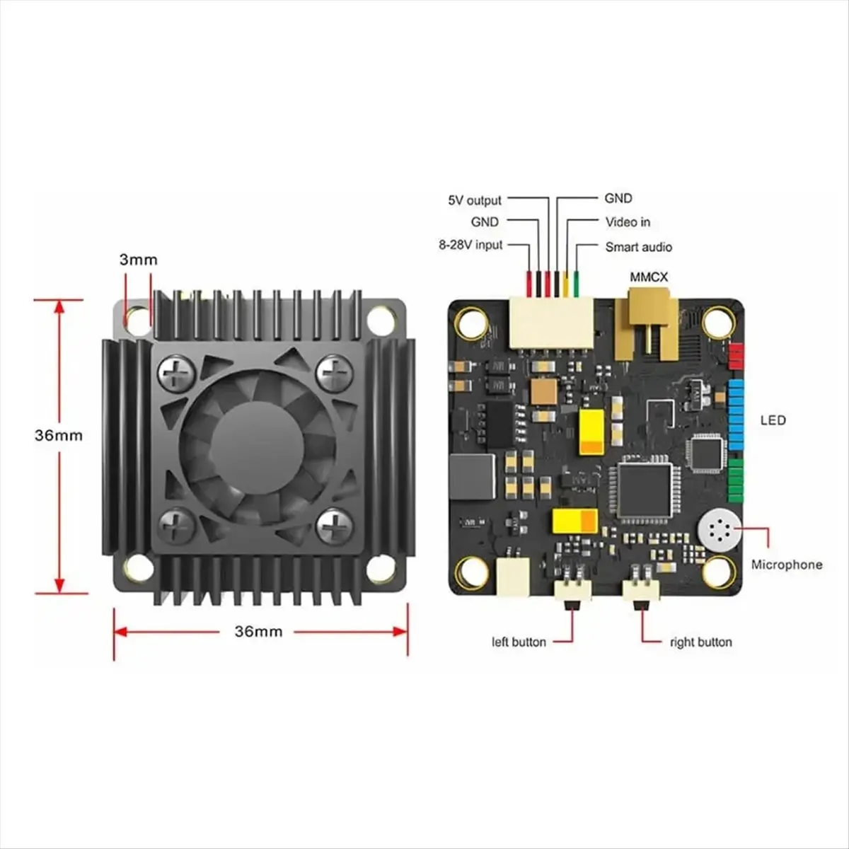 【ELEVATE LIFE】For FPV VTX TX5000AC Ultra Long Range 96CH 5W 4.9G-6G Ultra Wide Band Video Transmitter