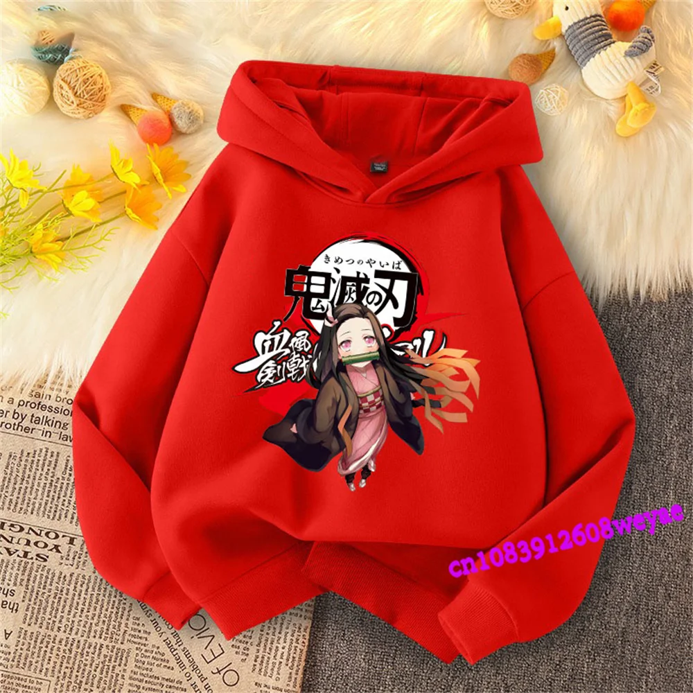 Demon Slayer Spring And Autumn Children Boys And Girls With Hoodie Sweater Top Cartoon Printing Children\'s Sportswear Coat Baby