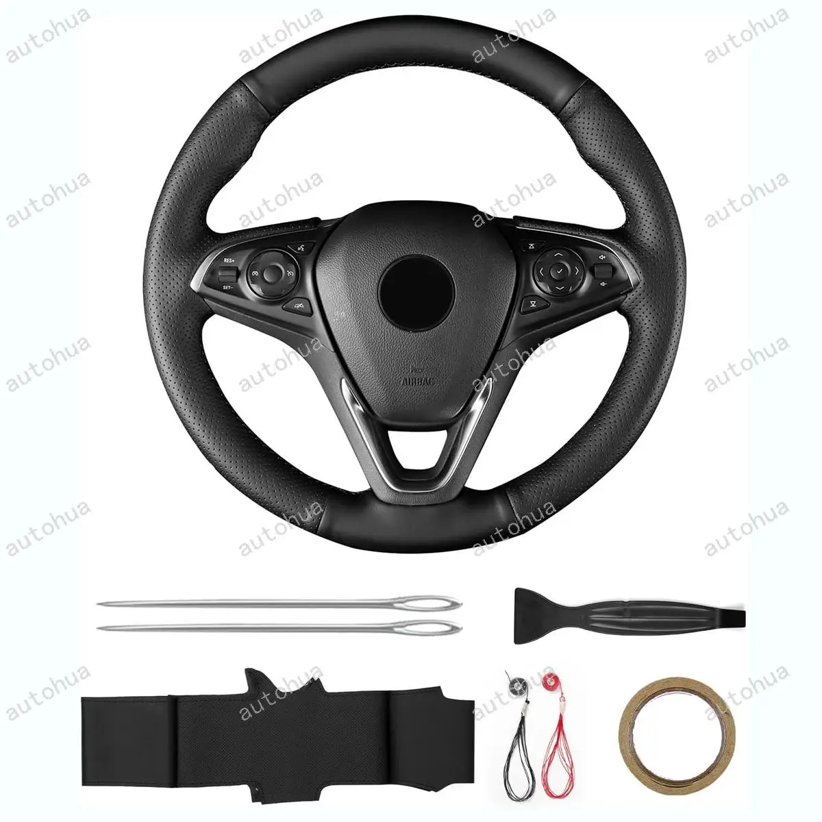 

Hand-Stitch Steering Wheel Cover for Buick 2018 Regal TourX/2016 Envision Non-Slip Breathable Microfiber Leather DIY Hand Sewn