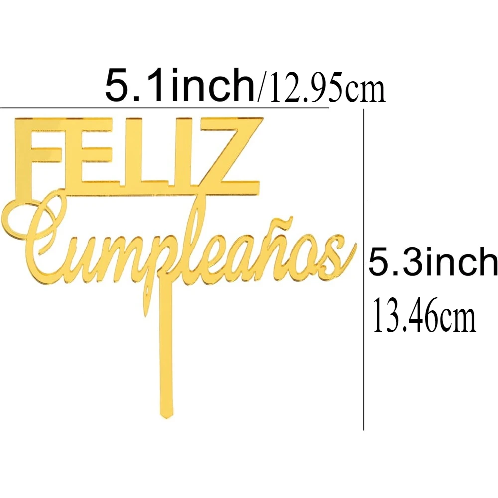 1-10 Stück Acryl Spanischer Happy Birthday Cake Topper Feliz Cumpleaños Backdekoration Kinder-Party-Zubehör Cupcake-Topper – Detail 4