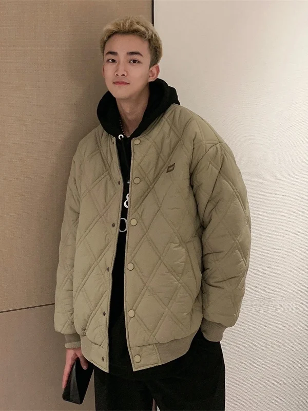 

Мужская зимняя куртка-бомбер из хлопка, утепленная, в американском стиле, модная, теплая, на молнии, свободного кроя