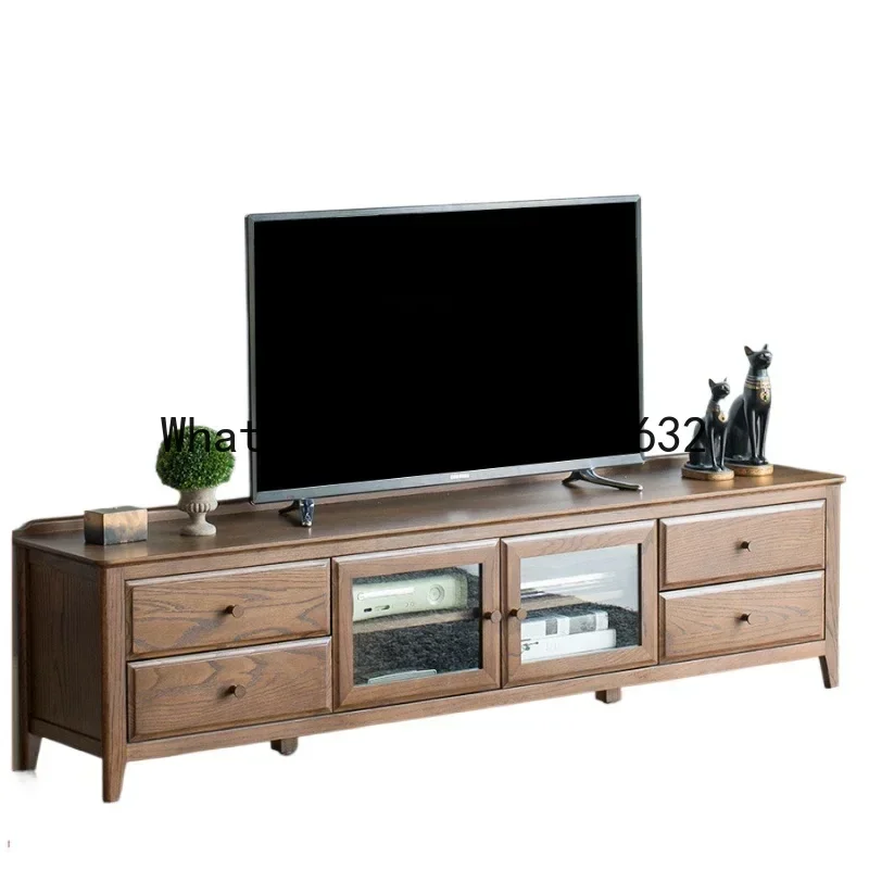 Furniture Solid Wood TV Cabinet North American Oak Four-Drawer TV Cabinet Living Room Furniture